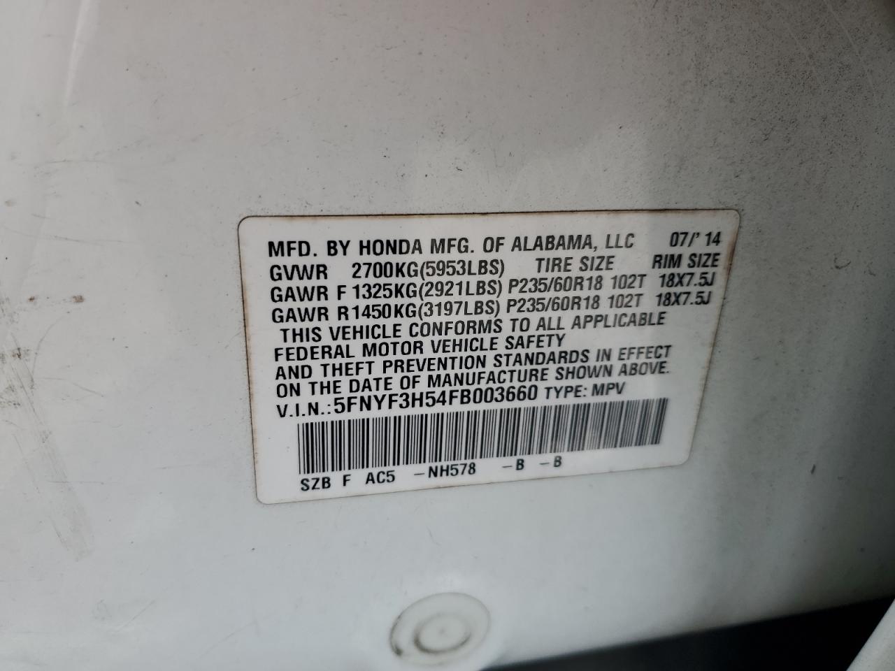 Honda Pilot Exl Image 14